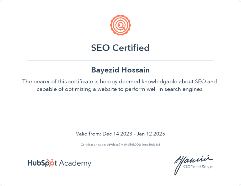 SEO Certified (HubSpot Academy)